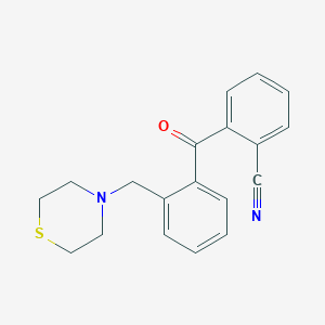 molecular formula C19H18N2OS B1613988 2-氰基-2'-硫代吗啉甲基二苯甲酮 CAS No. 898781-54-9