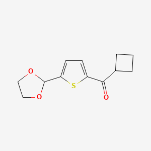 molecular formula C12H14O3S B1613994 环丁基 5-(1,3-二氧杂环-2-基)-2-噻吩基酮 CAS No. 898772-52-6