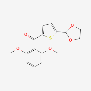 molecular formula C16H16O5S B1613996 2-(2,6-Dimethoxybenzoyl)-5-(1,3-dioxolan-2-YL)thiophene CAS No. 898779-07-2