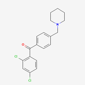 molecular formula C19H19Cl2NO B1614029 2,4-Dichloro-4'-piperidinomethyl benzophenone CAS No. 898775-55-8