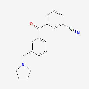 molecular formula C19H18N2O B1614038 3-Cyano-3'-pyrrolidinomethyl benzophenone CAS No. 898794-12-2