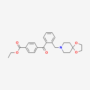 molecular formula C24H27NO5 B1614039 4'-甲氧羰基-2-[8-(1,4-二氧杂-8-氮杂螺[4.5]癸基)甲基]二苯甲酮 CAS No. 898755-92-5