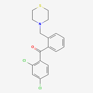 molecular formula C18H17Cl2NOS B1614040 2,4-二氯-2'-硫代吗啉甲基二苯甲酮 CAS No. 898782-29-1