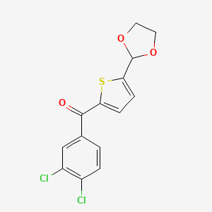 molecular formula C14H10Cl2O3S B1614152 2-(3,4-Dichlorobenzoyl)-5-(1,3-dioxolan-2-YL)thiophene CAS No. 898778-94-4
