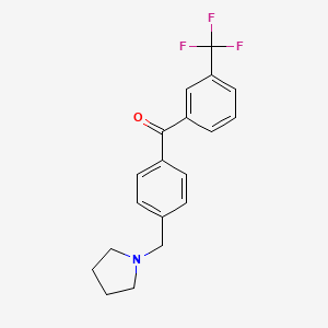 molecular formula C19H18F3NO B1614165 4'-Pyrrolidinomethyl-3-trifluoromethylbenzophenone CAS No. 898776-67-5