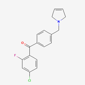 molecular formula C18H15ClFNO B1614171 (4-Chloro-2-fluorophenyl)(4-((2,5-dihydro-1H-pyrrol-1-yl)methyl)phenyl)methanone CAS No. 898764-61-9