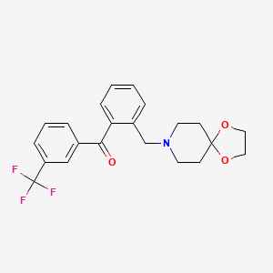 molecular formula C22H22F3NO3 B1614182 2-[8-(1,4-二氧杂-8-氮杂螺[4.5]癸基)甲基]-3'-三氟苯甲酮 CAS No. 898756-30-4