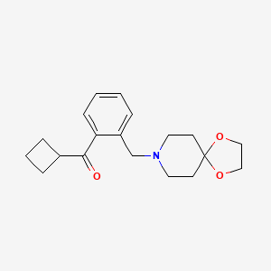molecular formula C19H25NO3 B1614183 Cyclobutyl 2-[8-(1,4-dioxa-8-azaspiro[4.5]decyl)methyl]phenyl ketone CAS No. 898781-14-1