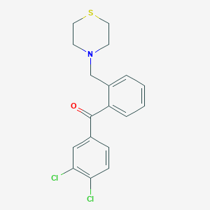 molecular formula C18H17Cl2NOS B1614185 3,4-Dichloro-2'-thiomorpholinomethyl benzophenone CAS No. 898782-35-9