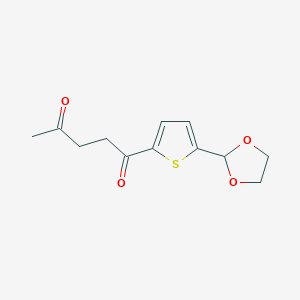 molecular formula C12H14O4S B1614225 5-(1,3-二氧戊环-2-基)-2-噻吩基 3-氧丁基酮 CAS No. 898772-64-0