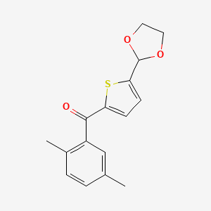 molecular formula C16H16O3S B1614227 2-(2,5-Dimethylbenzoyl)-5-(1,3-dioxolan-2-YL)thiophene CAS No. 898779-22-1