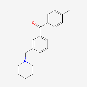molecular formula C20H23NO B1614301 4'-Methyl-3-piperidinomethyl benzophenone CAS No. 898792-60-4