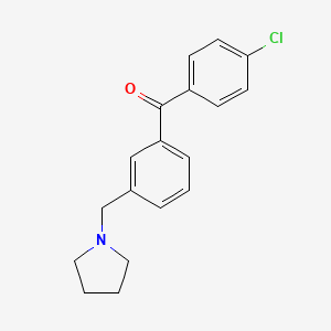 molecular formula C18H18ClNO B1614303 4'-氯-3-吡咯烷基甲基苯甲酮 CAS No. 898770-25-7