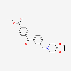 molecular formula C24H27NO5 B1614305 4'-Carboethoxy-3-[8-(1,4-dioxa-8-azaspiro[4.5]decyl)methyl]benzophenone CAS No. 898761-62-1
