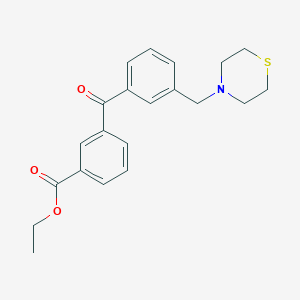 molecular formula C21H23NO3S B1614308 3-Carboethoxy-3'-thiomorpholinomethyl benzophenone CAS No. 898762-92-0