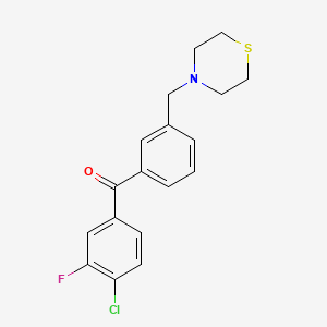 B1614309 4-Chloro-3-fluoro-3'-thiomorpholinomethyl benzophenone CAS No. 898763-31-0