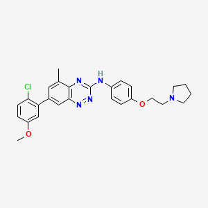 molecular formula C27H28ClN5O2 B1614359 7-(2-chloro-5-methoxyphenyl)-5-methyl-N-(4-(2-(pyrrolidin-1-yl)ethoxy)phenyl)benzo[e][1,2,4]triazin-3-amine CAS No. 867331-63-3
