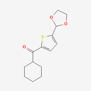 molecular formula C14H18O3S B1614384 Cyclohexyl 5-(1,3-dioxolan-2-YL)-2-thienyl ketone CAS No. 898772-56-0