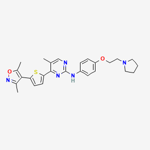molecular formula C26H29N5O2S B1614397 4-(5-(3,5-Dimethylisoxazol-4-yl)thiophen-2-yl)-5-methyl-N-(4-(2-(pyrrolidin-1-yl)ethoxy)phenyl)pyrimidin-2-amine CAS No. 1138472-98-6