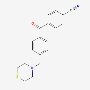 molecular formula C19H18N2OS B1614410 4-Cyano-4'-thiomorpholinomethylbenzophenone CAS No. 898782-46-2