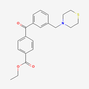 molecular formula C21H23NO3S B1614415 4'-Carboethoxy-3-thiomorpholinomethyl benzophenone CAS No. 898762-94-2