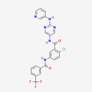 molecular formula C24H16ClF3N6O2 B1614443 2-Chloro-N-(2-(pyridin-3-ylamino)pyrimidin-5-yl)-5-(3-(trifluoromethyl)benzamido)benzamide CAS No. 1001340-84-6