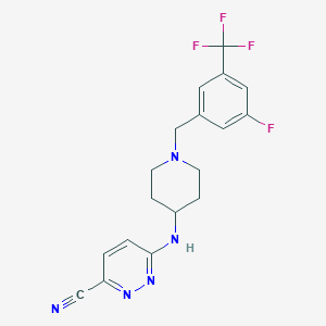 molecular formula C18H17F4N5 B1614444 6-((1-(3-Fluoro-5-(trifluoromethyl)benzyl)piperidin-4-yl)amino)pyridazine-3-carbonitrile CAS No. 1032714-06-9