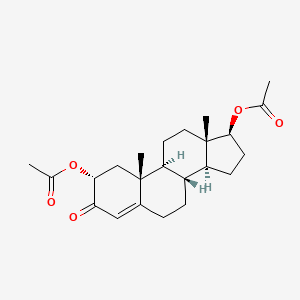 molecular formula C23H32O5 B1614480 [(2R,8R,9S,10R,13S,14S,17S)-2-acetyloxy-10,13-dimethyl-3-oxo-1,2,6,7,8,9,11,12,14,15,16,17-dodecahydrocyclopenta[a]phenanthren-17-yl] acetate CAS No. 21936-08-3