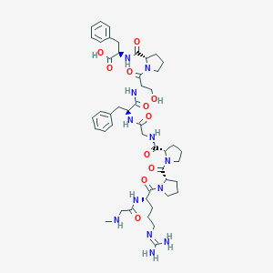 B161472 (2R)-2-[[(2S)-1-[(2S)-2-[[(2S)-2-[[2-[[(2S)-1-[(2S)-1-[(2S)-5-(diaminomethylideneamino)-2-[[2-(methylamino)acetyl]amino]pentanoyl]pyrrolidine-2-carbonyl]pyrrolidine-2-carbonyl]amino]acetyl]amino]-3-phenylpropanoyl]amino]-3-hydroxypropanoyl]pyrrolidine-2-carbonyl]amino]-3-phenylpropanoic acid CAS No. 126959-88-4