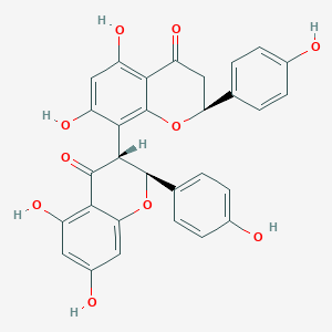 molecular formula C30H22O10 B161480 (3,8'-Bi-2H-1-benzopyran)-4,4'(3H,3'H)-dione, 5,5',7,7'-tetrahydroxy-2,2'-bis(4-hydroxyphenyl)-, (2S,2'S,3R)- CAS No. 19360-72-6
