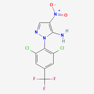 molecular formula C10H5Cl2F3N4O2 B1614990 1H-Pyrazol-5-amine, 1-[2,6-dichloro-4-(trifluoromethyl)phenyl]-4-nitro- CAS No. 99662-11-0