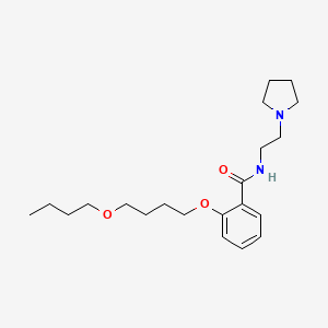 molecular formula C21H34N2O3 B1615175 BENZAMIDE, o-(4-BUTOXYBUTOXY)-N-(2-(1-PYRROLIDINYL)ETHYL)- CAS No. 95001-09-5