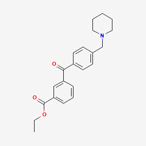 molecular formula C22H25NO3 B1615200 3-Carboethoxy-4'-piperidinomethyl benzophenone CAS No. 898771-17-0