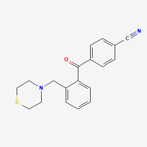 molecular formula C19H18N2OS B1615213 4'-Cyano-2-thiomorpholinomethyl benzophenone CAS No. 898781-58-3