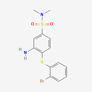 molecular formula C14H15BrN2O2S2 B1615548 3-Amino-4-((2-bromophenyl)thio)-N,N-dimethylbenzenesulphonamide CAS No. 5592-64-3