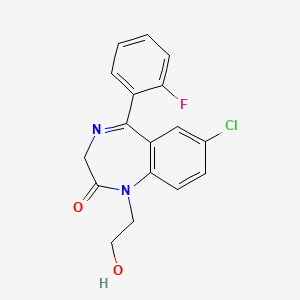 B1615667 2H-1,4-Benzodiazepin-2-one, 1,3-dihydro-7-chloro-5-(2-fluorophenyl)-1-(2-hydroxyethyl)- CAS No. 20971-53-3
