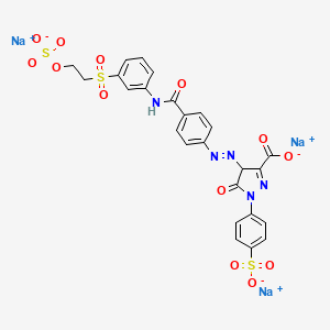molecular formula C25H18N5Na3O13S3 B1615732 1H-Pyrazole-3-carboxylic acid, 4,5-dihydro-5-oxo-4-((4-(((3-((2-(sulfooxy)ethyl)sulfonyl)phenyl)amino)carbonyl)phenyl)azo)-1-(4-sulfophenyl)-, trisodium salt CAS No. 72187-36-1