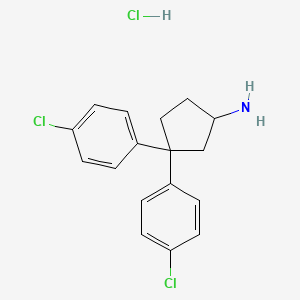 molecular formula C17H18Cl3N B1615825 3,3-Bis(4-chlorophenyl)cyclopentanamine hydrochloride CAS No. 39617-48-6