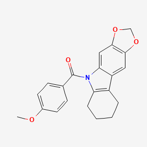 molecular formula C21H19NO4 B1616464 5H-1,3-DIOXOLO(4,5-b)CARBAZOLE, 6,7,8,9-TETRAHYDRO-5-(p-ANISOYL)- CAS No. 50332-26-8
