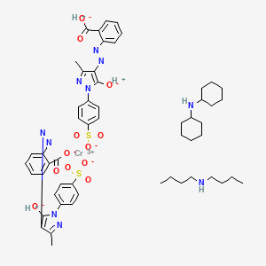 N-butylbutan-1-amine;chromium(3+);N-cyclohexylcyclohexanamine;hydron;2-[[3-methyl-5-oxido-1-(4-sulfonatophenyl)pyrazol-4-yl]diazenyl]benzoate
