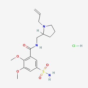 molecular formula C17H26ClN3O5S B1616801 Benzamide, 5-(aminosulfonyl)-2,3-dimethoxy-N-((1-(2-propenyl)-2-pyrrolidinyl)methyl)-, monohydrochloride CAS No. 66644-83-5