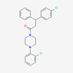 molecular formula C25H24Cl2N2O B1616828 beta-(p-Chlorophenyl)phenethyl 4-(o-chlorophenyl)piperazinyl ketone CAS No. 25174-66-7