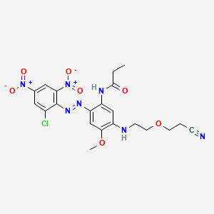 molecular formula C21H22ClN7O7 B1616902 Propanamide, N-[2-[(2-chloro-4,6-dinitrophenyl)azo]-5-[[2-(2-cyanoethoxy)ethyl]amino]-4-methoxyphenyl]- CAS No. 66693-27-4
