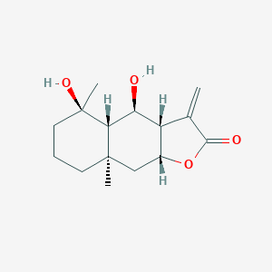 molecular formula C15H22O4 B161698 (3As,4S,4aS,5R,8aR,9aR)-4,5-dihydroxy-5,8a-dimethyl-3-methylidene-3a,4,4a,6,7,8,9,9a-octahydrobenzo[f][1]benzofuran-2-one CAS No. 35001-19-5