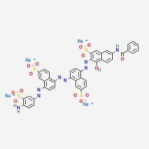 molecular formula C43H26N8Na4O14S4 B1617013 2-Naphthalenesulfonic acid, 8-[[4-[(4-amino-3-sulfophenyl)azo]-6-sulfo-1-naphthalenyl]azo]-5-[[6-(benzoylamino)-1-hydroxy-3-sulfo-2-naphthalenyl]azo]-, tetrasodium salt CAS No. 70210-31-0