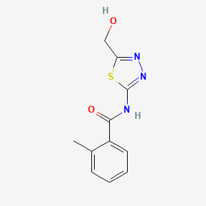 molecular formula C11H11N3O2S B1617088 N-[5-(hydroxymethyl)-1,3,4-thiadiazol-2-yl]-2-methylbenzamide CAS No. 723291-25-6