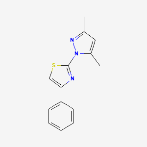molecular formula C14H13N3S B1617090 2-(3,5-Dimethyl-1H-pyrazol-1-yl)-4-phenyl-1,3-thiazole CAS No. 75007-33-9