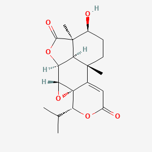 molecular formula C19H24O6 B1617119 (1S,2R,4R,5R,10S,13S,14R,17R)-13-hydroxy-10,14-dimethyl-5-propan-2-yl-3,6,16-trioxapentacyclo[8.6.1.02,4.04,9.014,17]heptadec-8-ene-7,15-dione CAS No. 36895-12-2