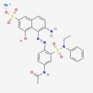 molecular formula C26H25N5O7S2 B1617295 2-Naphthalenesulfonic acid, 5-[2-[4-(acetylamino)-2-[(ethylphenylamino)sulfonyl]phenyl]diazenyl]-6-amino-4-hydroxy-, sodium salt (1:1) CAS No. 6360-10-7