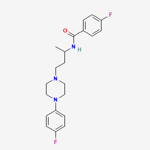 molecular formula C21H25F2N3O B1617783 p-Fluoro-N-(3-(4-(p-fluorophenyl)-1-piperazinyl)-1-methylpropyl)benzamide CAS No. 27338-61-0